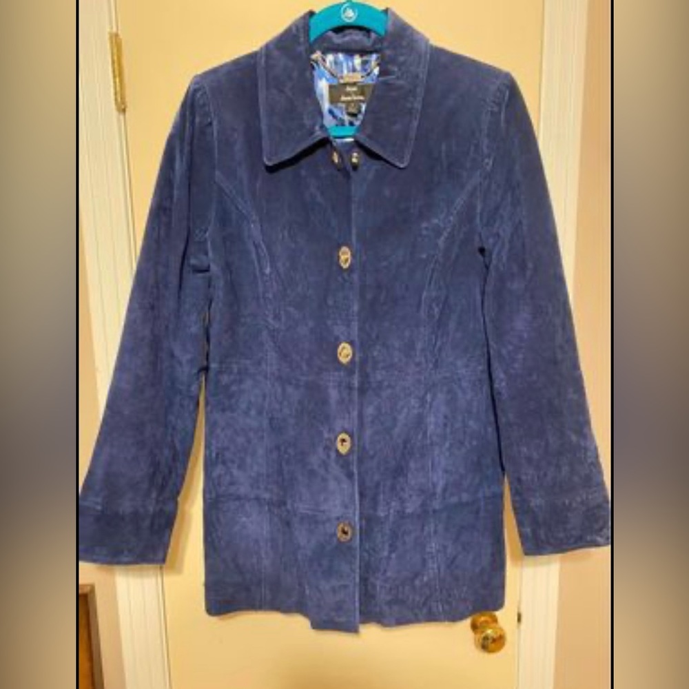 Women’s Dennis Basso Genuine 100% Suede Leather 3/4 length coat